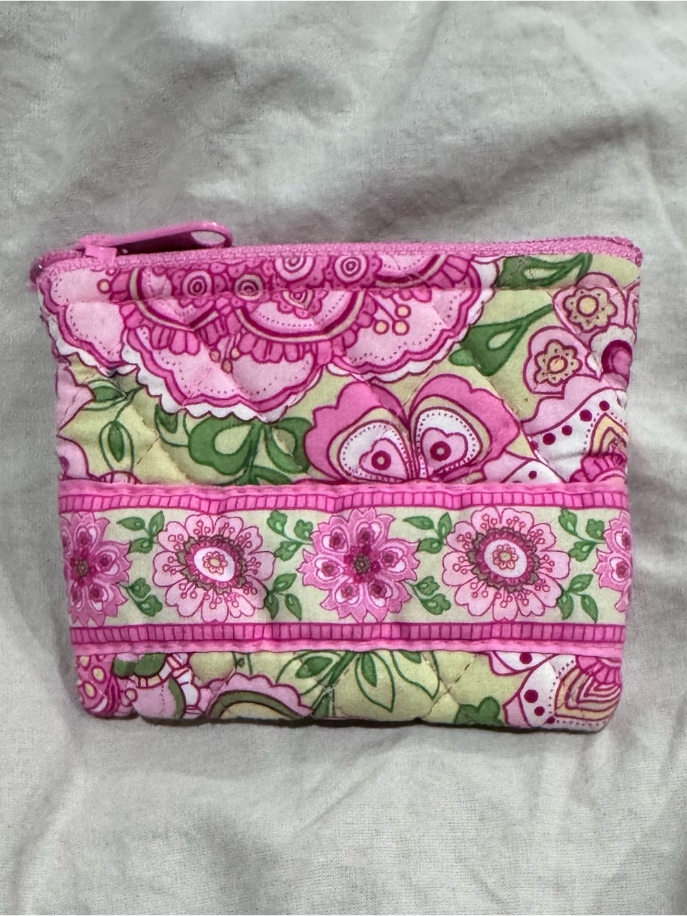 Vintage Y2K Vera Bradley Petal Pink Coin Purse Zip Pouch 2006 Rare